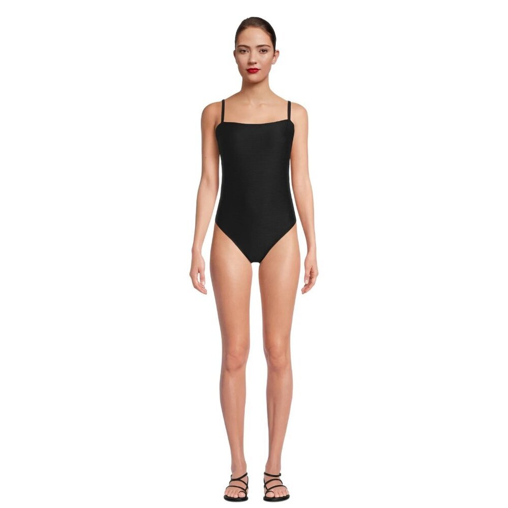 Time and Tru Women's Bandeau Lace Up One Piece Swimsuit, Size Medium (8-10)